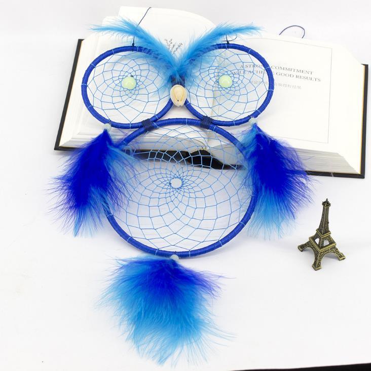 Magnifique capteur de rêves hibou décoration murale grande taille fait main cadeau parfait conception capteur de rêves pour chambre d'enfant, dortoir, crèche, ornement chic artisanal, les yeux peuvent briller dans l'obscurité