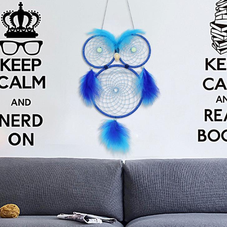 Magnifique capteur de rêves hibou décoration murale grande taille fait main cadeau parfait conception capteur de rêves pour chambre d'enfant, dortoir, crèche, ornement chic artisanal, les yeux peuvent briller dans l'obscurité