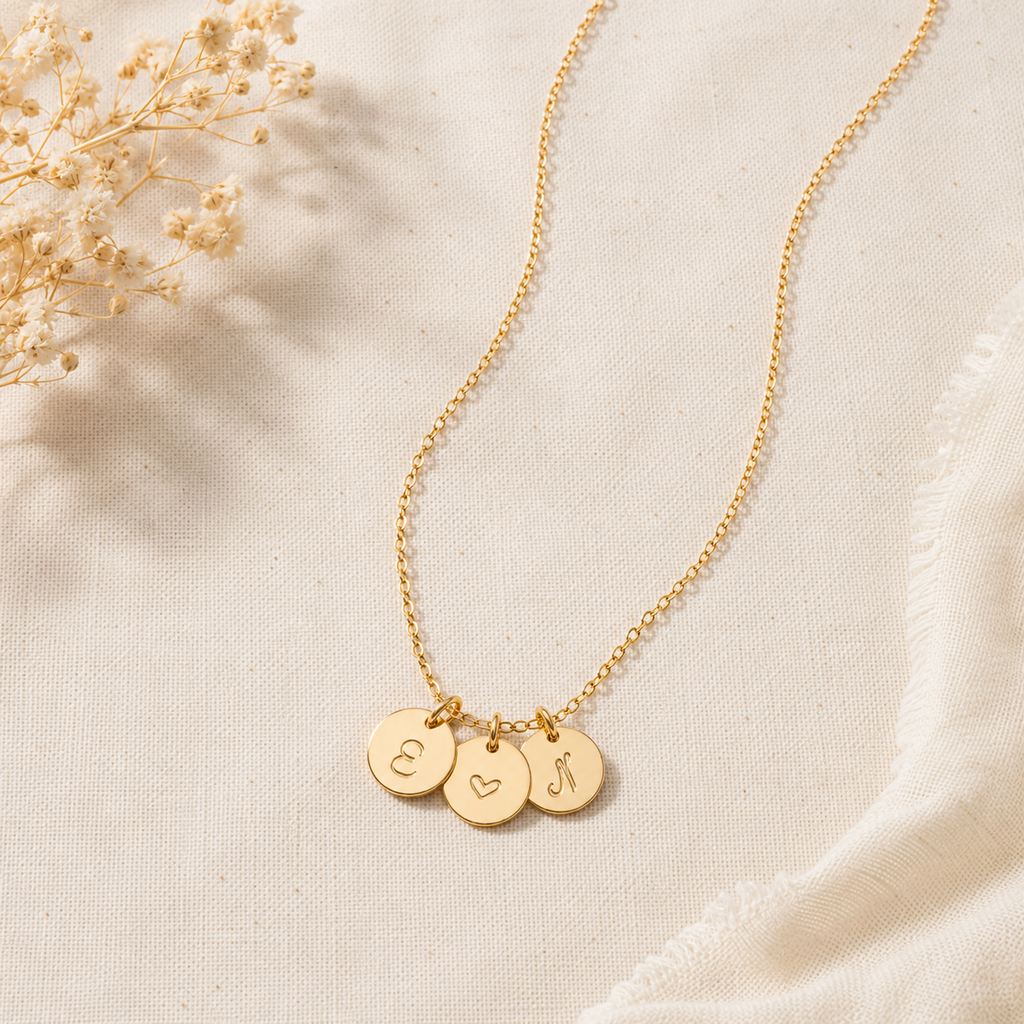 Lovers Initial Disc Necklace - 14k Gold Filled