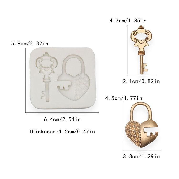 Moule en silicone Cœur Cadenas Clé pour Chocolat Bonbon Décoration de Gâteau Plâtre Ornements Fondant Ustensiles de Cuisine Cuisson Moule en Silicone Cœur Cadenas Clé