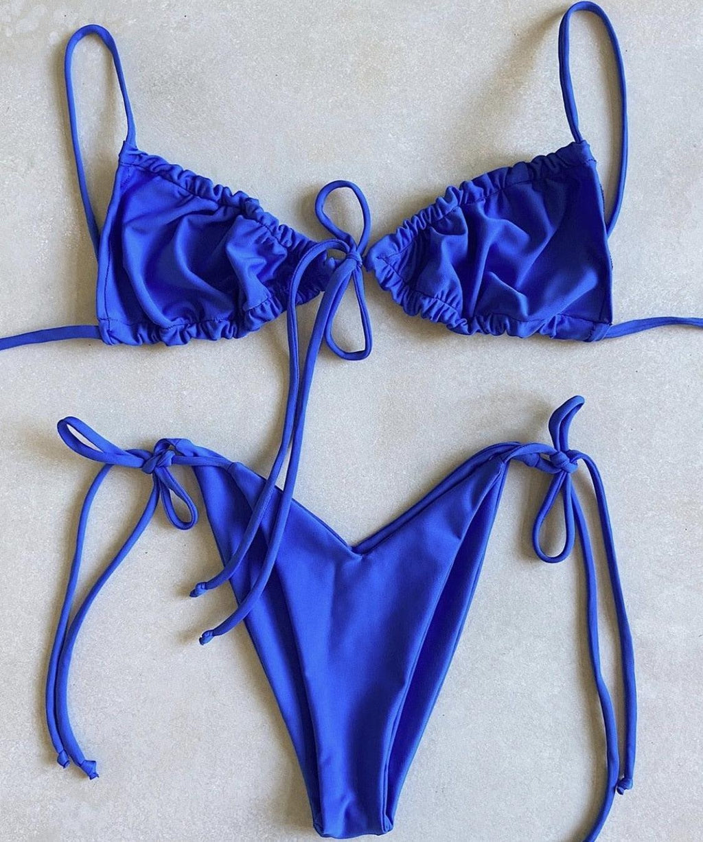 Bas maillot de bain bikini triangle femme maillot de bain à ficelle femme deux pièces maillot de bain licou maillot de bain triangle bikini imprimé femme ensemble deux pièces maillot de bain push-up nouveau