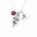 Collier d'infirmière LPN – Argent sterling avec pierre de naissance et breloque initiale