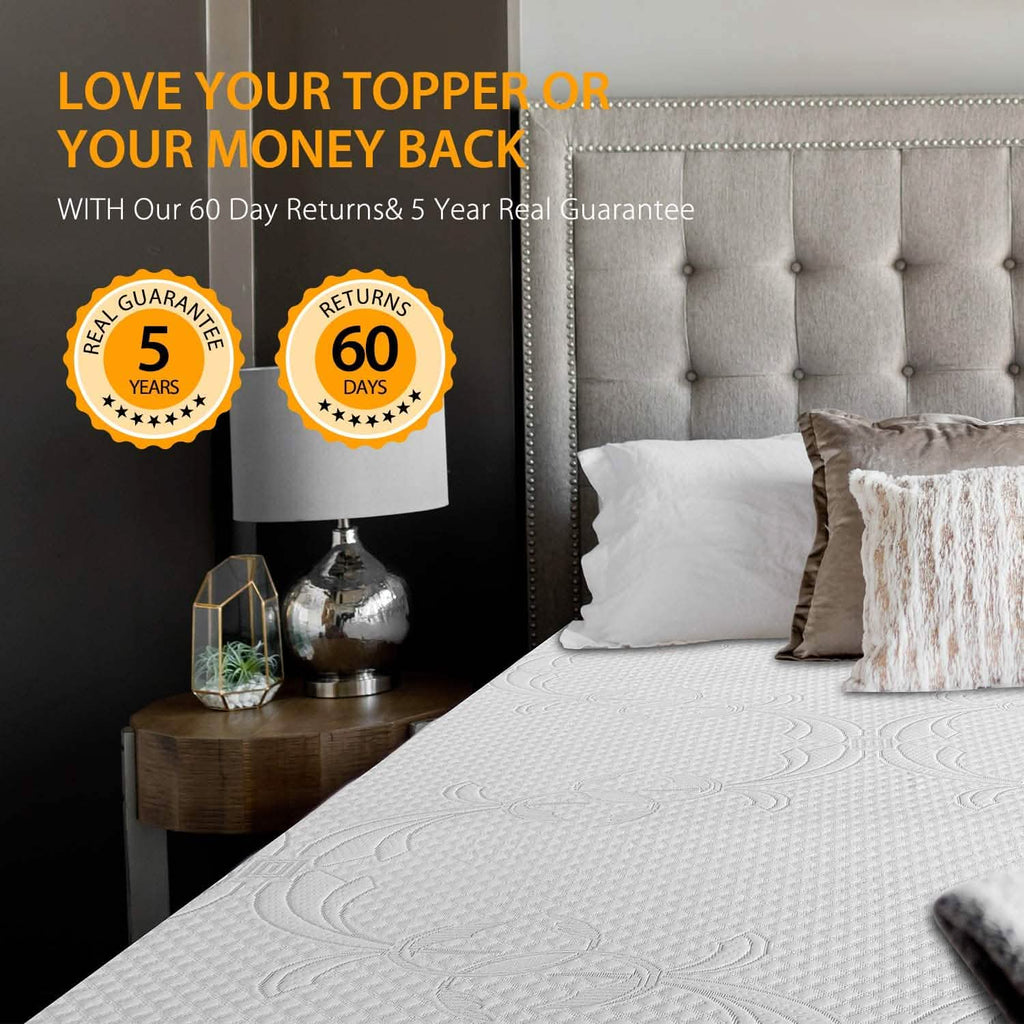 Surmatelas en mousse à mémoire de forme infusée de gel LSOFT avec bande élastique d'ancrage aux 4 coins Housse de lit lavable