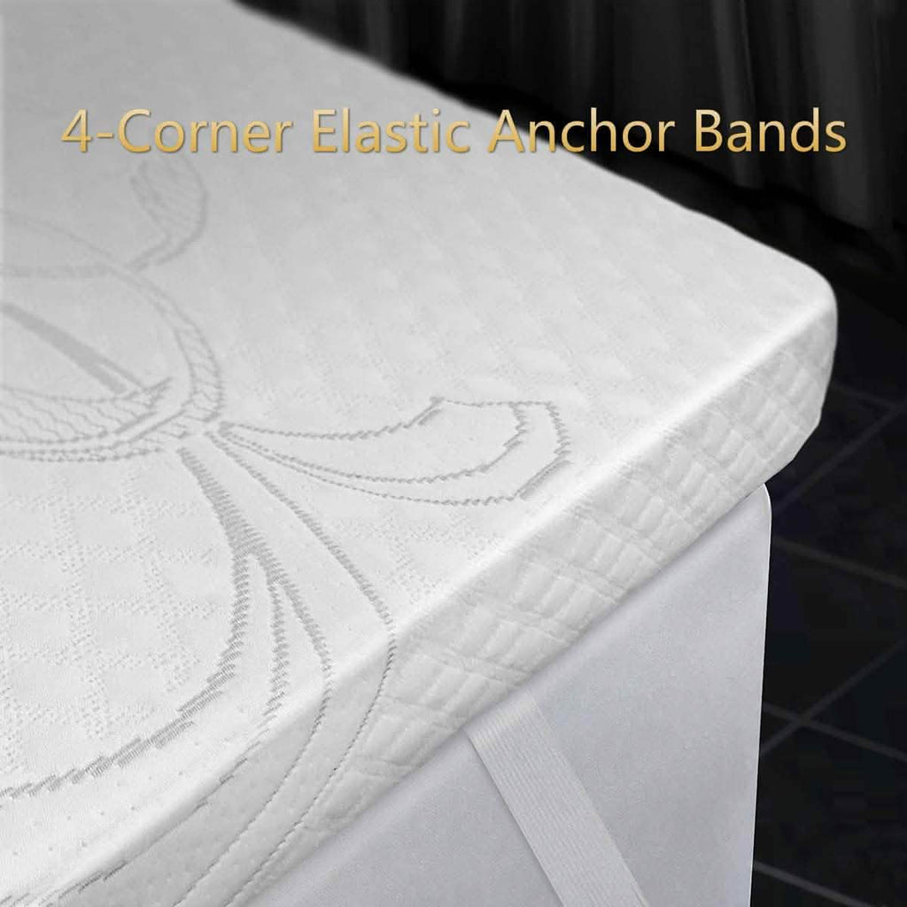 Surmatelas en mousse à mémoire de forme infusée de gel LSOFT avec bande élastique d'ancrage aux 4 coins Housse de lit lavable