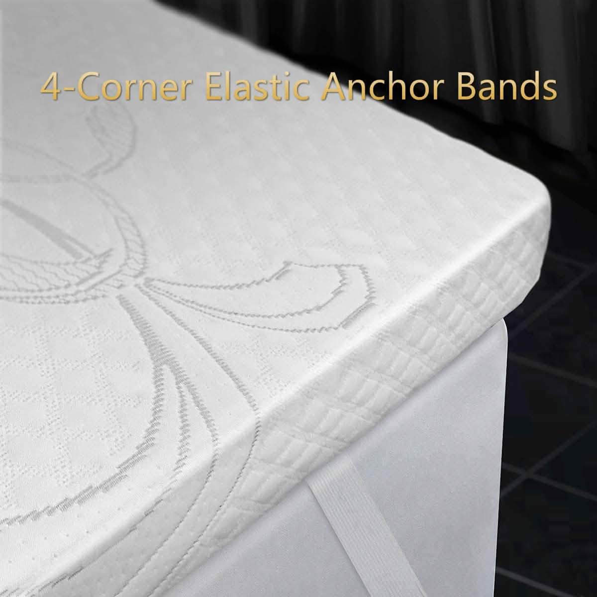 Surmatelas en mousse à mémoire de forme infusée de gel LSOFT avec bande élastique d'ancrage aux 4 coins Housse de lit lavable