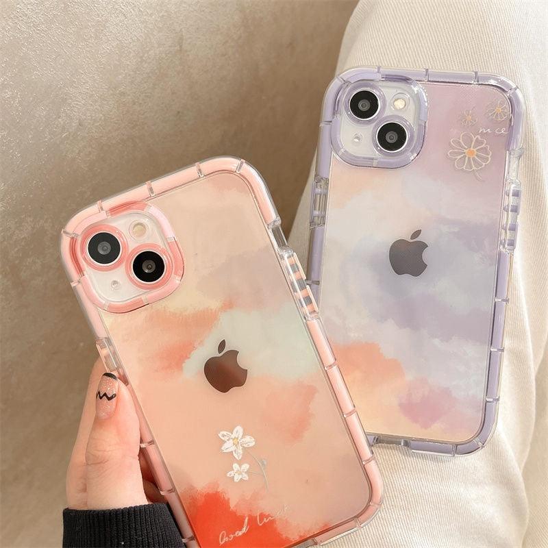 Coque de téléphone lumineuse abstraite pour iPhone 13 12 11 Pro Max en silicone transparent antichoc – Coque de téléphone transparente avec motif floral et fille qui brille dans le noir pour iPhone