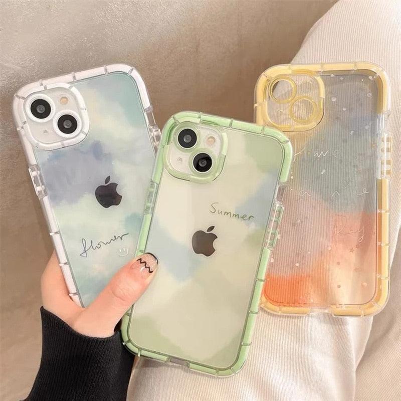 Coque de téléphone lumineuse abstraite pour iPhone 13 12 11 Pro Max en silicone transparent antichoc – Coque de téléphone transparente avec motif floral et fille qui brille dans le noir pour iPhone