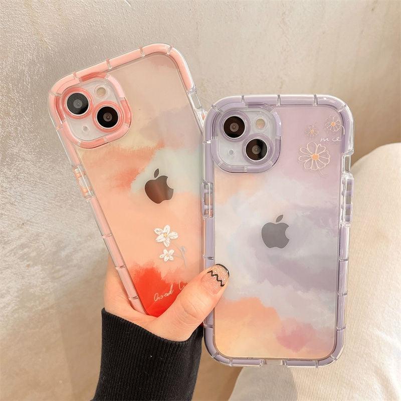 Coque de téléphone lumineuse abstraite pour iPhone 13 12 11 Pro Max en silicone transparent antichoc – Coque de téléphone transparente avec motif floral et fille qui brille dans le noir pour iPhone