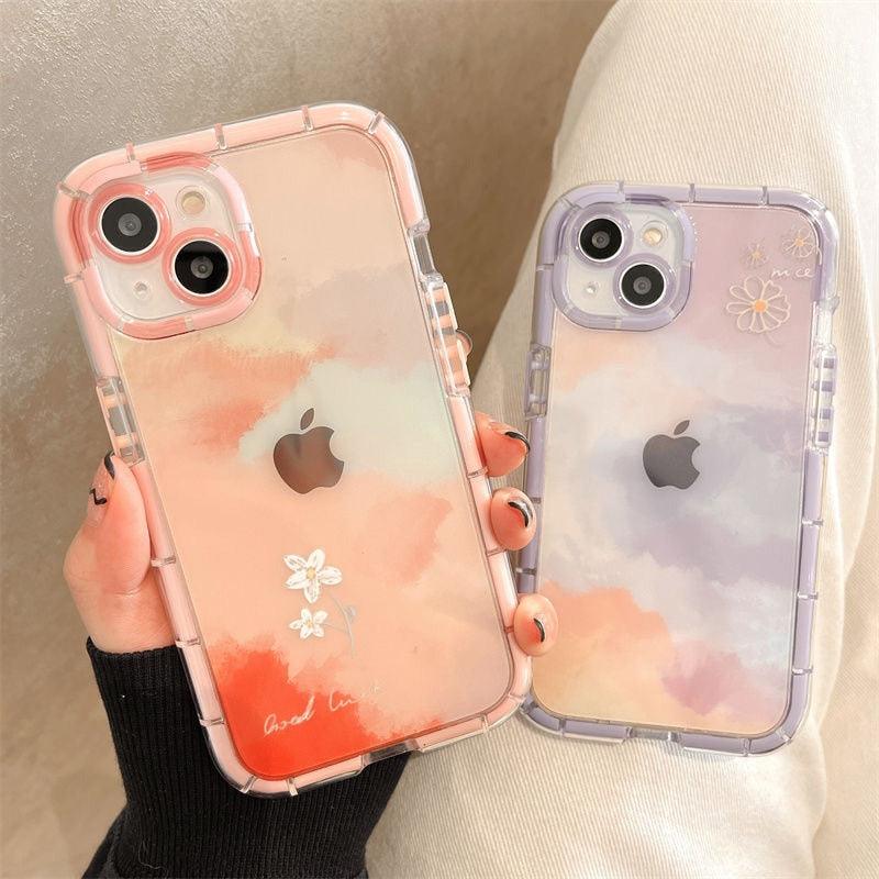 Coque de téléphone lumineuse abstraite pour iPhone 13 12 11 Pro Max en silicone transparent antichoc – Coque de téléphone transparente avec motif floral et fille qui brille dans le noir pour iPhone