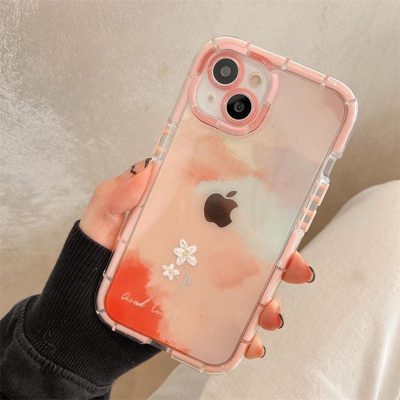 Coque de téléphone lumineuse abstraite pour iPhone 13 12 11 Pro Max en silicone transparent antichoc – Coque de téléphone transparente avec motif floral et fille qui brille dans le noir pour iPhone
