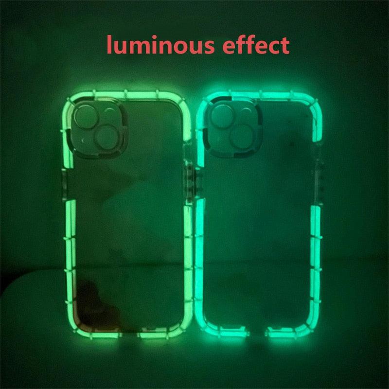 Coque de téléphone lumineuse abstraite pour iPhone 13 12 11 Pro Max en silicone transparent antichoc – Coque de téléphone transparente avec motif floral et fille qui brille dans le noir pour iPhone