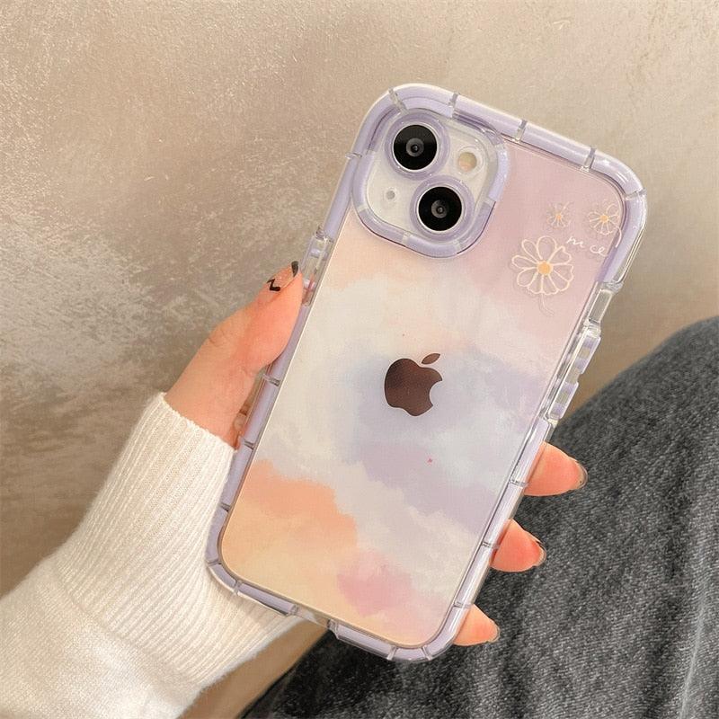 Coque de téléphone lumineuse abstraite pour iPhone 13 12 11 Pro Max en silicone transparent antichoc – Coque de téléphone transparente avec motif floral et fille qui brille dans le noir pour iPhone
