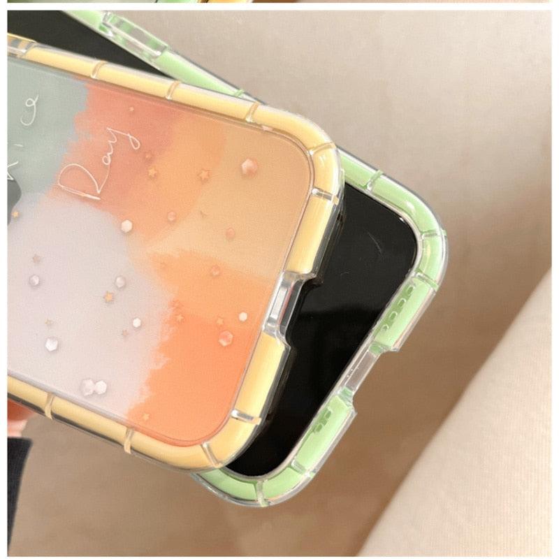 Coque de téléphone lumineuse abstraite pour iPhone 13 12 11 Pro Max en silicone transparent antichoc – Coque de téléphone transparente avec motif floral et fille qui brille dans le noir pour iPhone