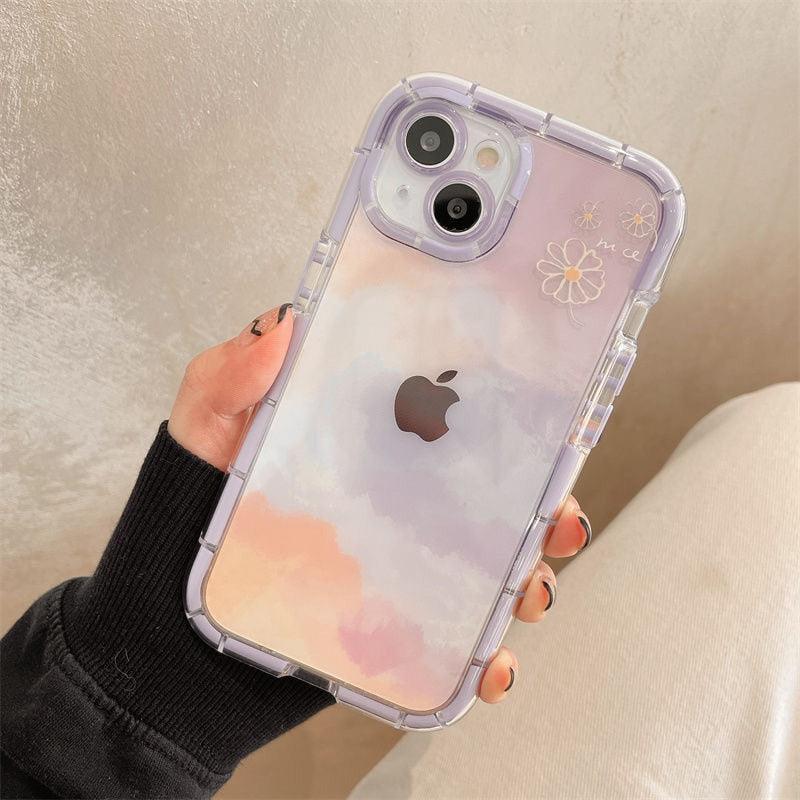 Coque de téléphone lumineuse abstraite pour iPhone 13 12 11 Pro Max en silicone transparent antichoc – Coque de téléphone transparente avec motif floral et fille qui brille dans le noir pour iPhone