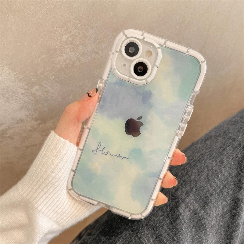 Coque de téléphone lumineuse abstraite pour iPhone 13 12 11 Pro Max en silicone transparent antichoc – Coque de téléphone transparente avec motif floral et fille qui brille dans le noir pour iPhone