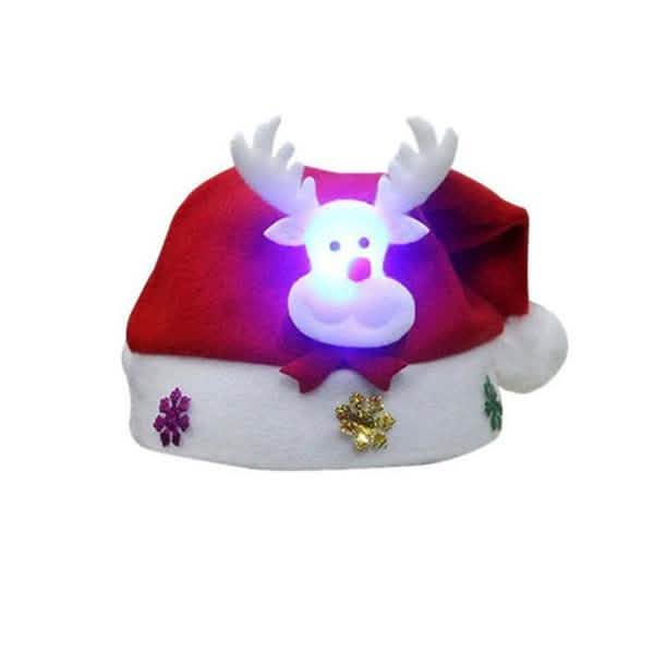 Bonnet de Noël lumineux, Bonnet de Noël lumineux Père Noël, Bonhomme de neige, Cerf