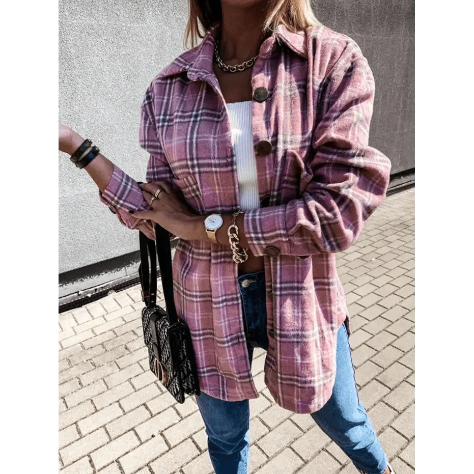 Manteau chemise à carreaux à manches longues pour femmes, luxueux et tendance, haut décontracté à revers, pour printemps et automne, cardigans, vestes, vêtements d'extérieur, streetwear