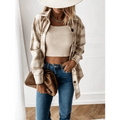Manteau chemise à carreaux à manches longues pour femmes, luxueux et tendance, haut décontracté à revers, pour printemps et automne, cardigans, vestes, vêtements d'extérieur, streetwear