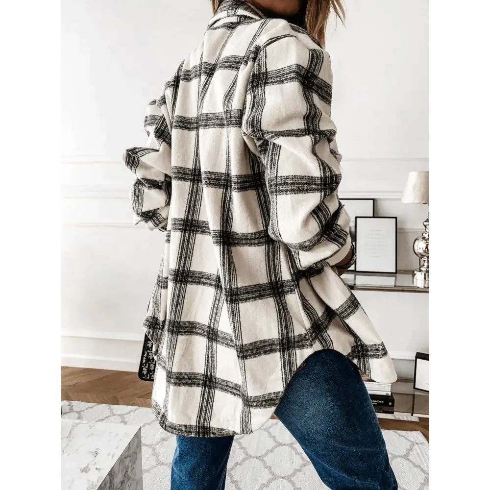 Manteau chemise à carreaux à manches longues pour femmes, luxueux et tendance, haut décontracté à revers, pour printemps et automne, cardigans, vestes, vêtements d'extérieur, streetwear