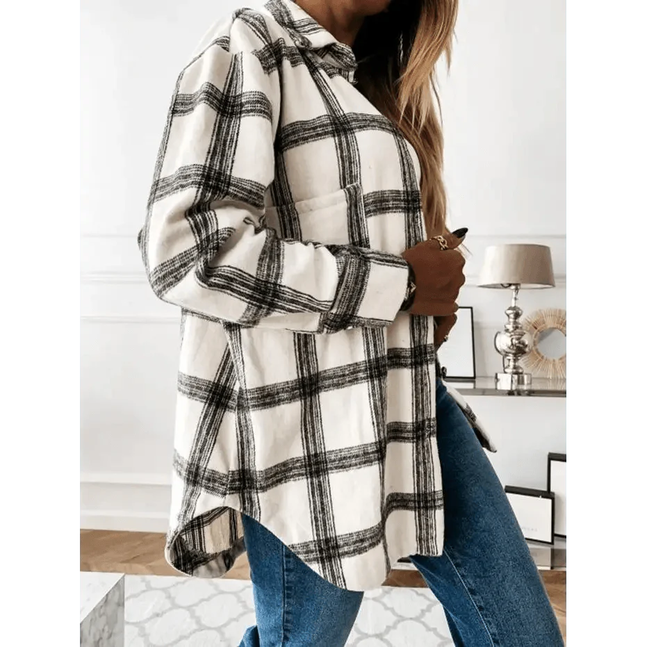 Manteau chemise à carreaux à manches longues pour femmes, luxueux et tendance, haut décontracté à revers, pour printemps et automne, cardigans, vestes, vêtements d'extérieur, streetwear