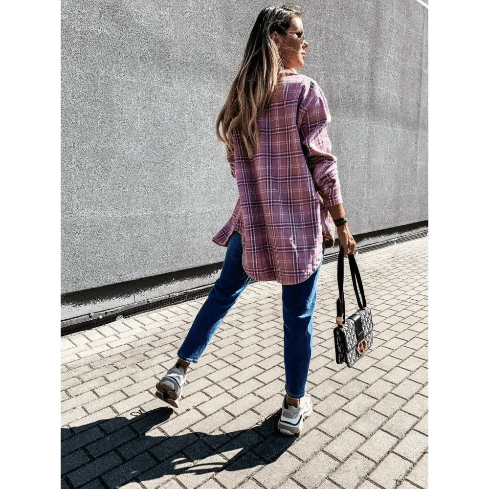 Manteau chemise à carreaux à manches longues pour femmes, luxueux et tendance, haut décontracté à revers, pour printemps et automne, cardigans, vestes, vêtements d'extérieur, streetwear