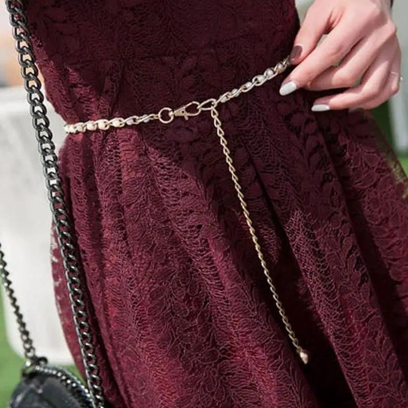 Ceintures Ajustables Fines en Métal Luxueuses avec Maillons pour Femmes, Chaînes de Taille en Métal Longues à Paillettes pour le Ventre