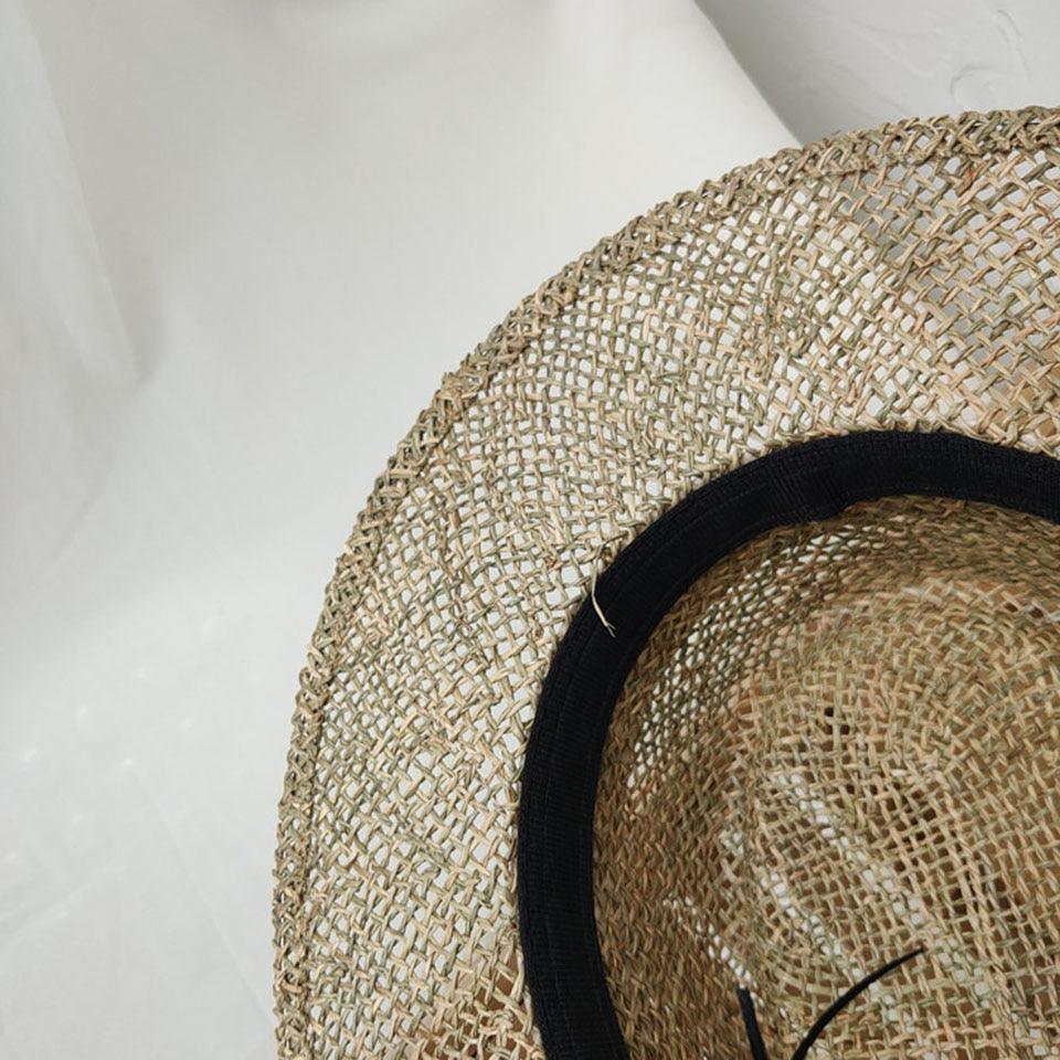 Nouveau chapeau de plage en paille fait main de luxe pour femmes, chapeau d'été de luxe, casquette de mode en paille, chapeaux plats de protection solaire, beau design unique 55-60cm