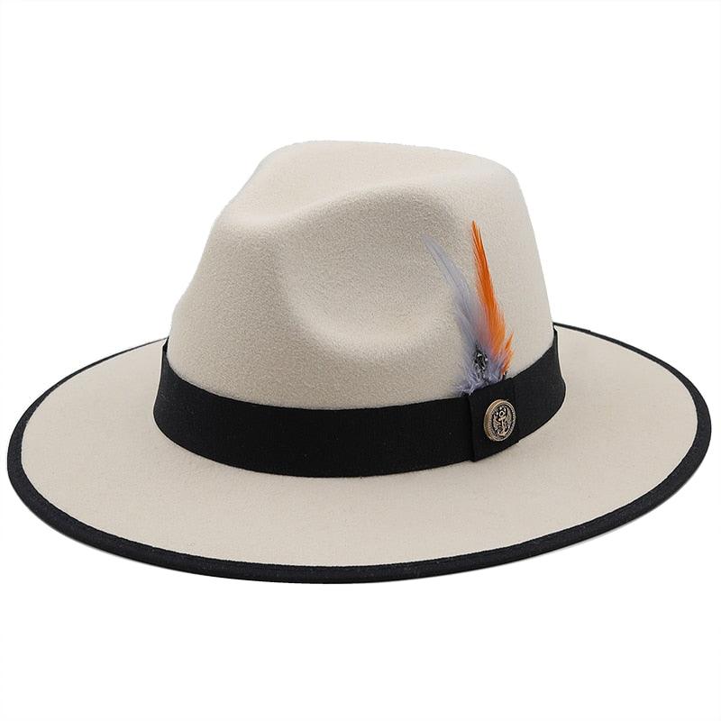 Chapeaux de Couple Uniques de Luxe Chapeau Fedora à Bord Large Chapeau Fedora Tendance Hiver Automne Chapeau de Mariage Noir Rouge Femme avec Ceintures en Plumes pour Chapeaux Hommes Magnifique Chapeau Classique Élégant Gentleman