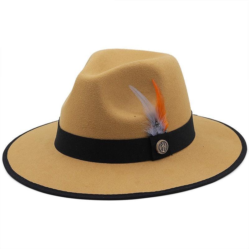 Chapeaux de Couple Uniques de Luxe Chapeau Fedora à Bord Large Chapeau Fedora Tendance Hiver Automne Chapeau de Mariage Noir Rouge Femme avec Ceintures en Plumes pour Chapeaux Hommes Magnifique Chapeau Classique Élégant Gentleman