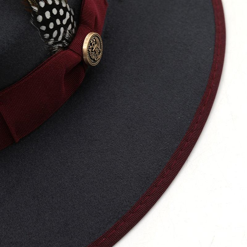 Chapeaux de Couple Uniques de Luxe Chapeau Fedora à Bord Large Chapeau Fedora Tendance Hiver Automne Chapeau de Mariage Noir Rouge Femme avec Ceintures en Plumes pour Chapeaux Hommes Magnifique Chapeau Classique Élégant Gentleman