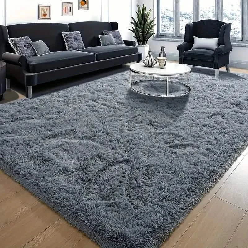 Tapis rectangulaire moelleux de luxe en velours à poils longs