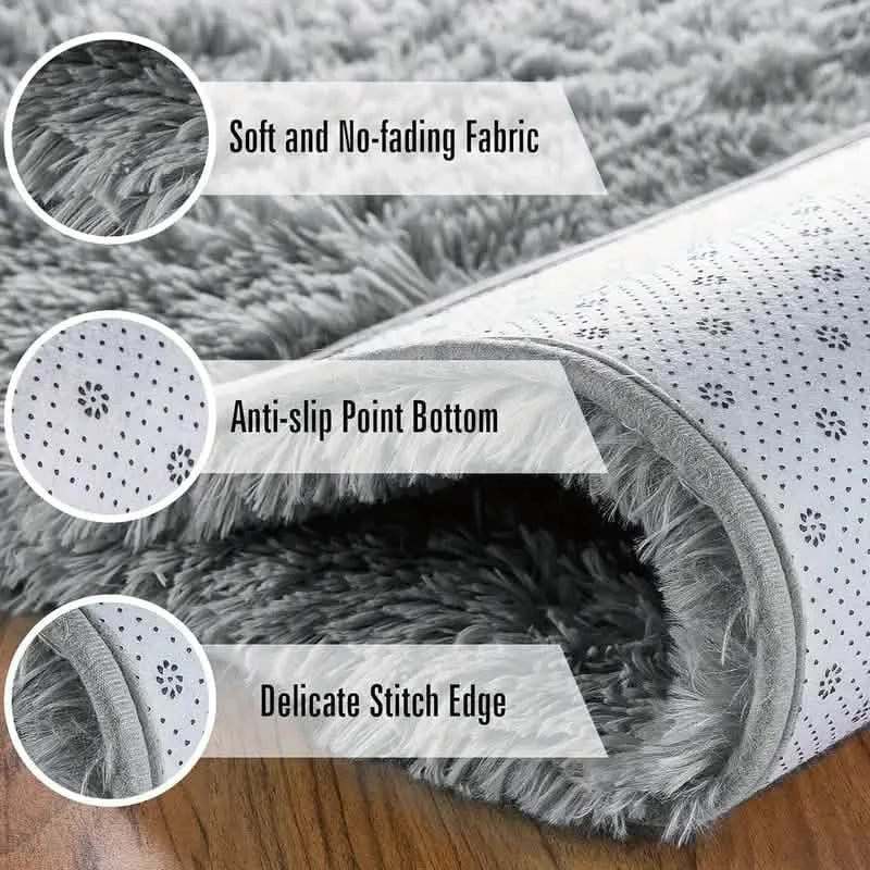 Tapis rectangulaire moelleux de luxe en velours à poils longs