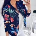 Vestes fleuries de luxe pour femmes, printemps-été, manches longues, fermeture éclair, imprimé bomber, décontracté, poches, coupe slim, mode féminine, grandes tailles