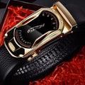 Ceinture de luxe automatique en cuir véritable noir pour homme, nouvelle mode, haute qualité