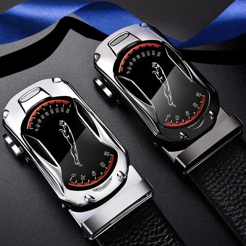 Ceinture de luxe automatique en cuir véritable noir pour homme, nouvelle mode, haute qualité