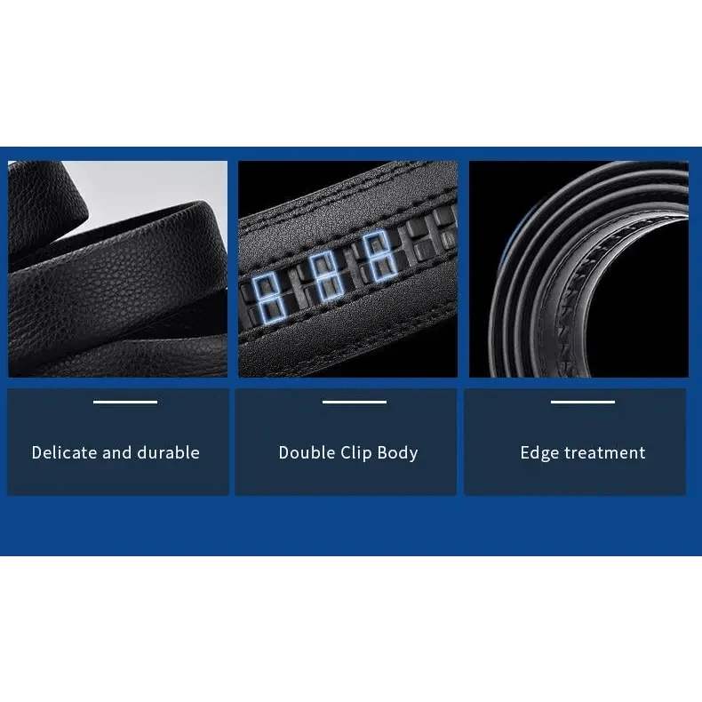 Ceinture de luxe automatique en cuir véritable noir pour homme, nouvelle mode, haute qualité