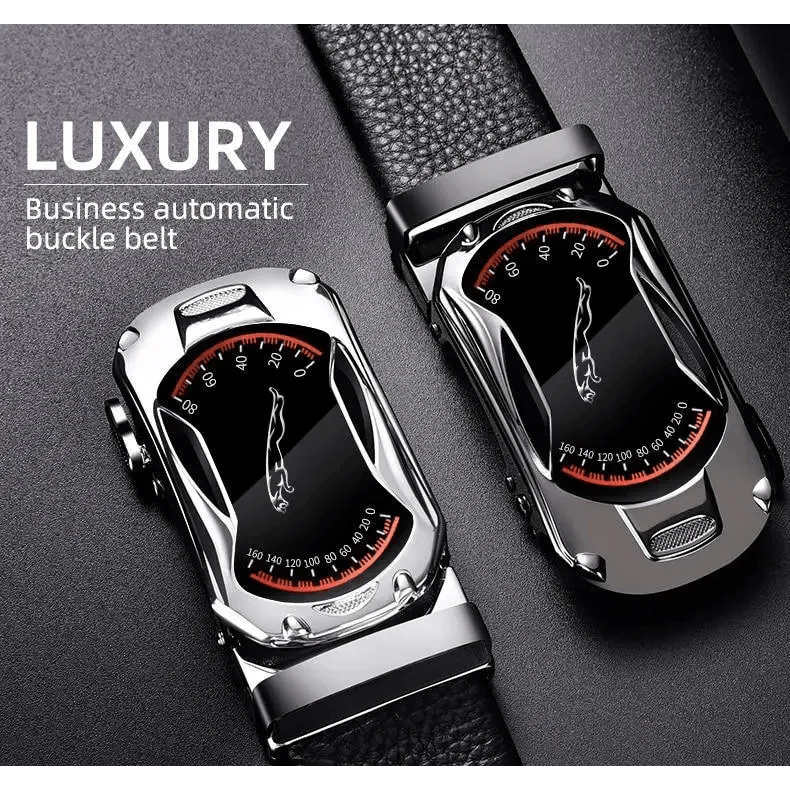 Ceinture de luxe automatique en cuir véritable noir pour homme, nouvelle mode, haute qualité
