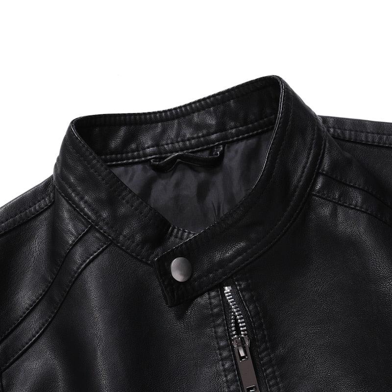Blouson en similicuir noir de luxe pour hommes élégant, vestes de moto pour hommes, manteaux en cuir PU chauds pour affaires, vestes en cuir pour hommes, blouson de moto ajusté