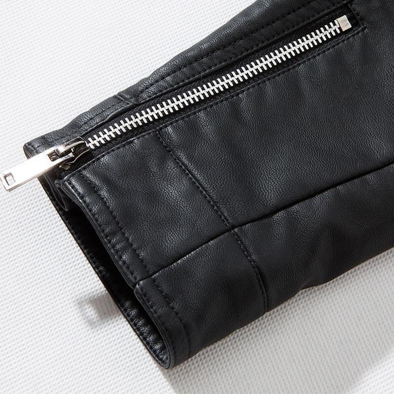Blouson en similicuir noir de luxe pour hommes élégant, vestes de moto pour hommes, manteaux en cuir PU chauds pour affaires, vestes en cuir pour hommes, blouson de moto ajusté