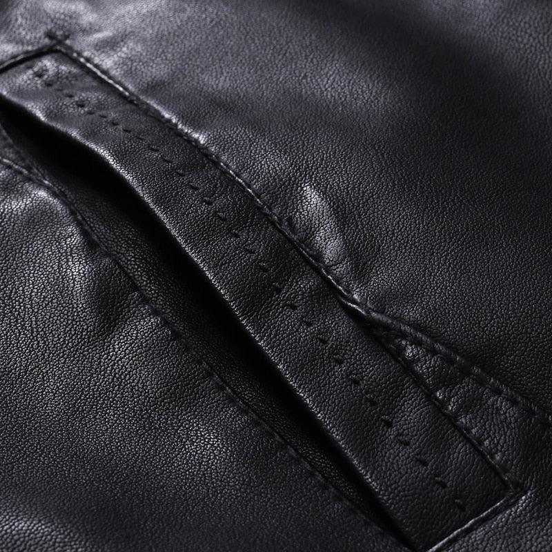 Blouson en similicuir noir de luxe pour hommes élégant, vestes de moto pour hommes, manteaux en cuir PU chauds pour affaires, vestes en cuir pour hommes, blouson de moto ajusté