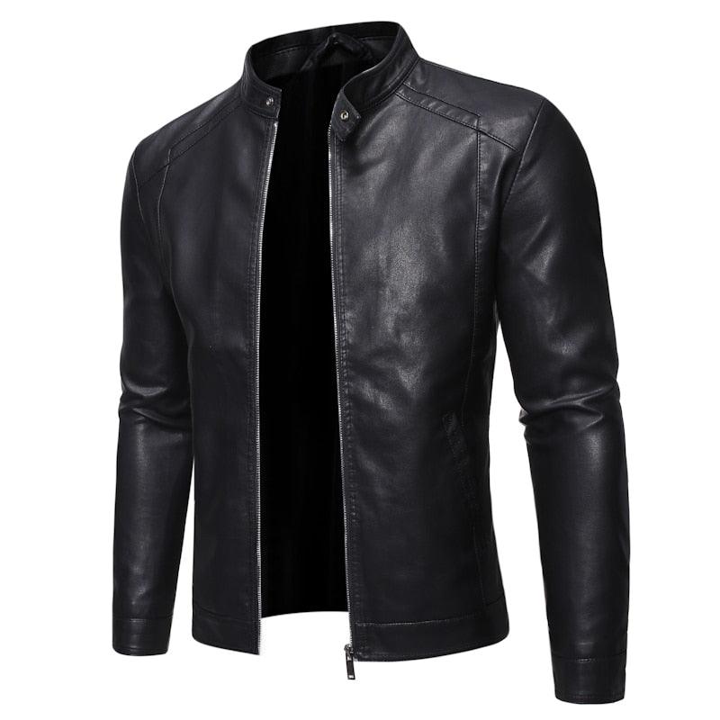 Blouson en similicuir noir de luxe pour hommes élégant, vestes de moto pour hommes, manteaux en cuir PU chauds pour affaires, vestes en cuir pour hommes, blouson de moto ajusté