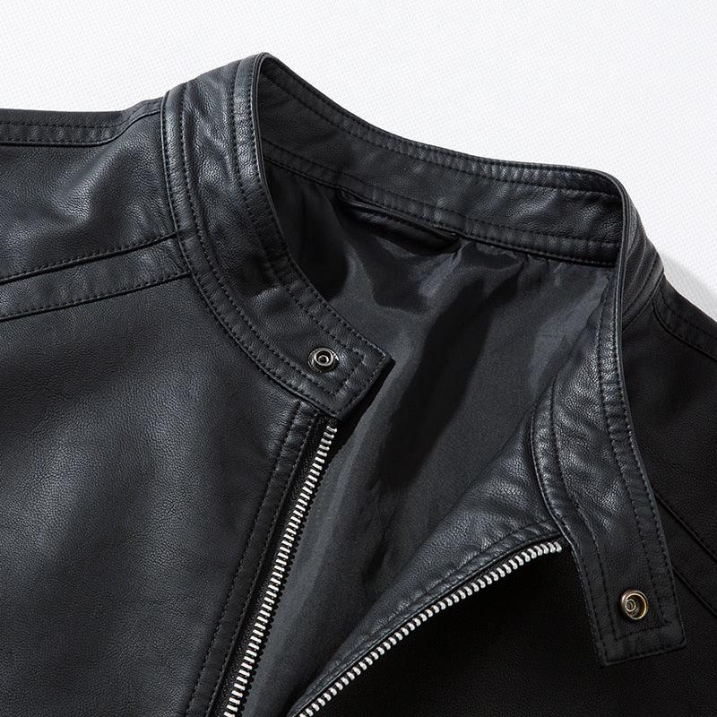 Blouson en similicuir noir de luxe pour hommes élégant, vestes de moto pour hommes, manteaux en cuir PU chauds pour affaires, vestes en cuir pour hommes, blouson de moto ajusté