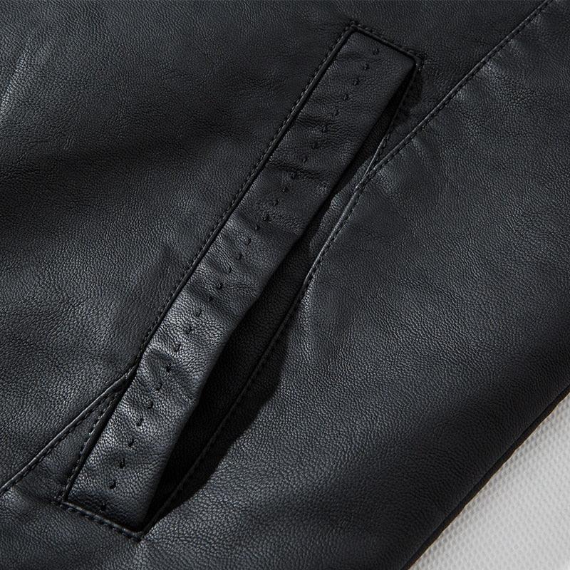 Blouson en similicuir noir de luxe pour hommes élégant, vestes de moto pour hommes, manteaux en cuir PU chauds pour affaires, vestes en cuir pour hommes, blouson de moto ajusté