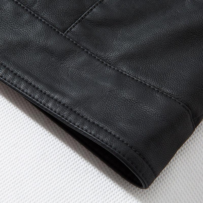 Blouson en similicuir noir de luxe pour hommes élégant, vestes de moto pour hommes, manteaux en cuir PU chauds pour affaires, vestes en cuir pour hommes, blouson de moto ajusté
