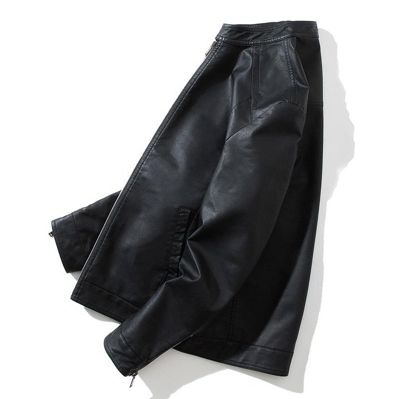 Blouson en similicuir noir de luxe pour hommes élégant, vestes de moto pour hommes, manteaux en cuir PU chauds pour affaires, vestes en cuir pour hommes, blouson de moto ajusté