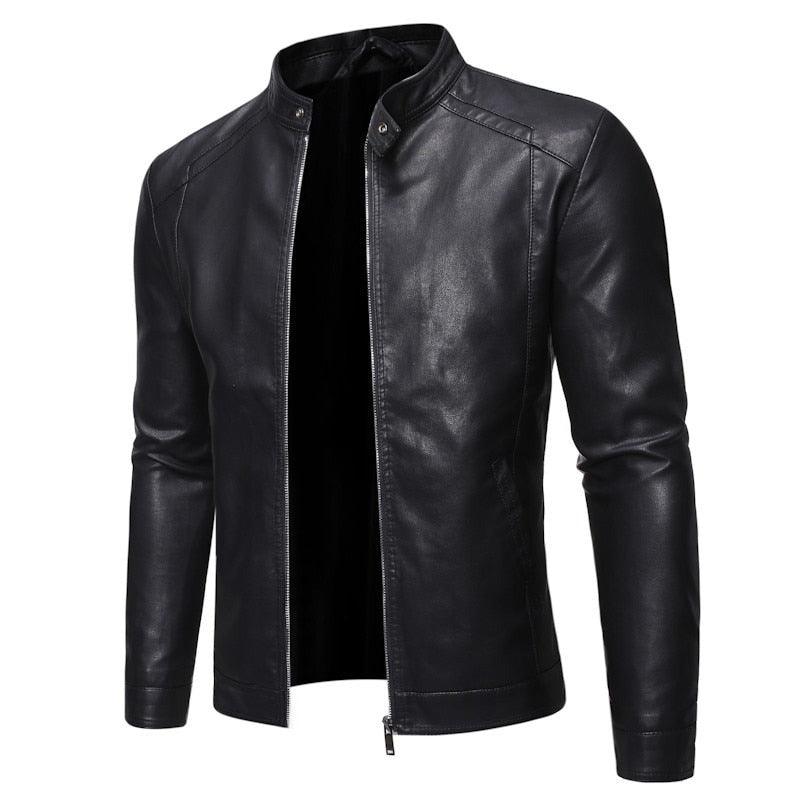 Blouson en similicuir noir de luxe pour hommes élégant, vestes de moto pour hommes, manteaux en cuir PU chauds pour affaires, vestes en cuir pour hommes, blouson de moto ajusté