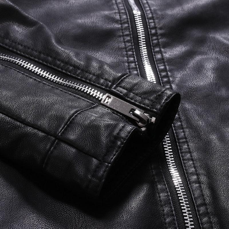 Blouson en similicuir noir de luxe pour hommes élégant, vestes de moto pour hommes, manteaux en cuir PU chauds pour affaires, vestes en cuir pour hommes, blouson de moto ajusté