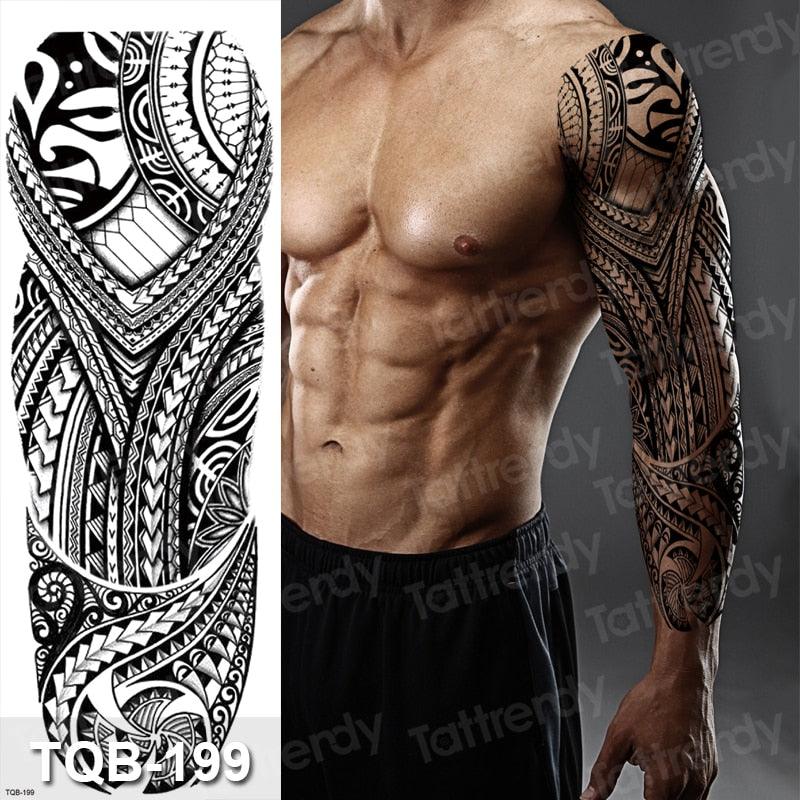 Tatouage Temporaire Luxe Noir Imperméable Grand Lion Tatouage Pour Corps Bras Jambes Design Moderne Large