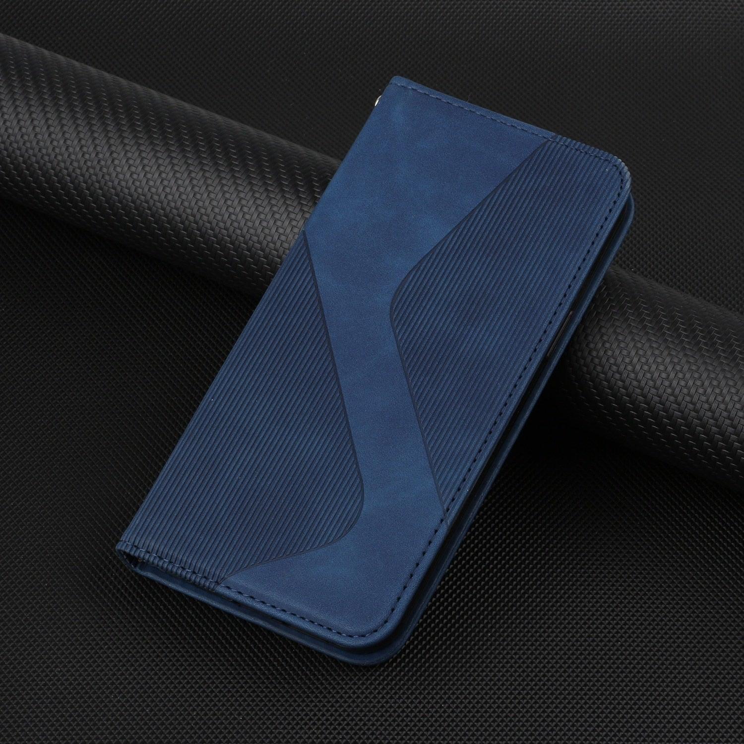 Étui portefeuille à rabat bleu de luxe pour iPhone 14 13 12 Mini Plus 11 Pro Étui de téléphone à cartes magnétique Étui de téléphone en cuir PU magnétique Étui portefeuille à rabat simple classique en forme de S