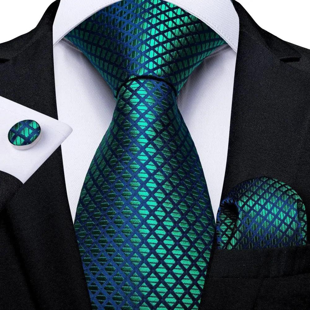 Cravate de mariage de luxe en soie bleue pour hommes, pochette et boutons de manchette, ensemble cravate d'affaires formelle pour hommes